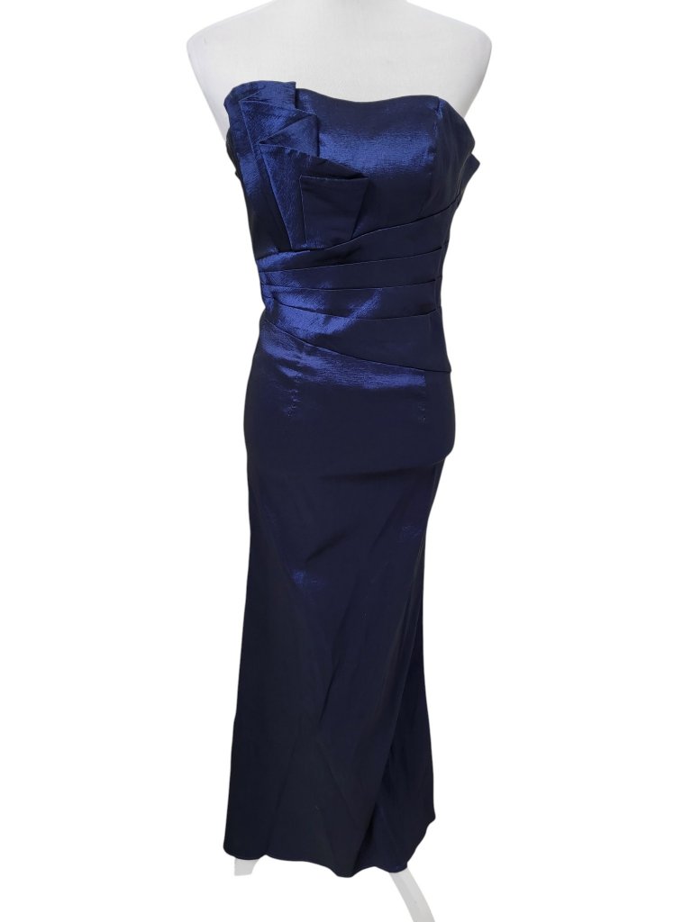 Jessica Mcclintock Size 4 Dark Metallic Blue Strapless Gown/Party Dress